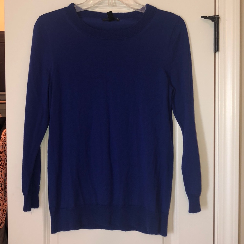EUC J crew Merino Wool blue purple sweater